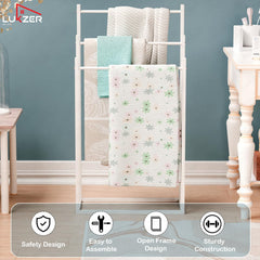 Lukzer Freestanding Sturdy Metal 3-Bar Towel Hanging Stand (MGS-007/White)