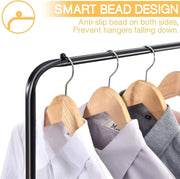 Lukzer 2-in-1 Portable Garment Rack with Wheels & 2-Tier Metal Baskets (Black/White, 32x66x156cm)