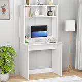 Lukzer Engineered Wood Study Desk with Built-in Bookshelf – ST-006 (White, Oak Brown)