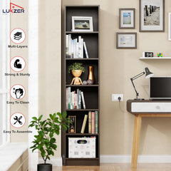 Lukzer Multipurpose Bookshelf Engineered Wood Closed Back Rack (MR-006/Wenge)