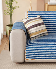 Lukzer Reversible Quilted Sofa Mat with Arms Optical Stripe (SC-184-01/A)