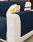Lukzer Quilted Velvet Sofa Mat | 200 GSM Soft Washable & Removable Couch Protector | Anti-Slip Elastic Strap Cover for Living Room, Pet & Spill Protection