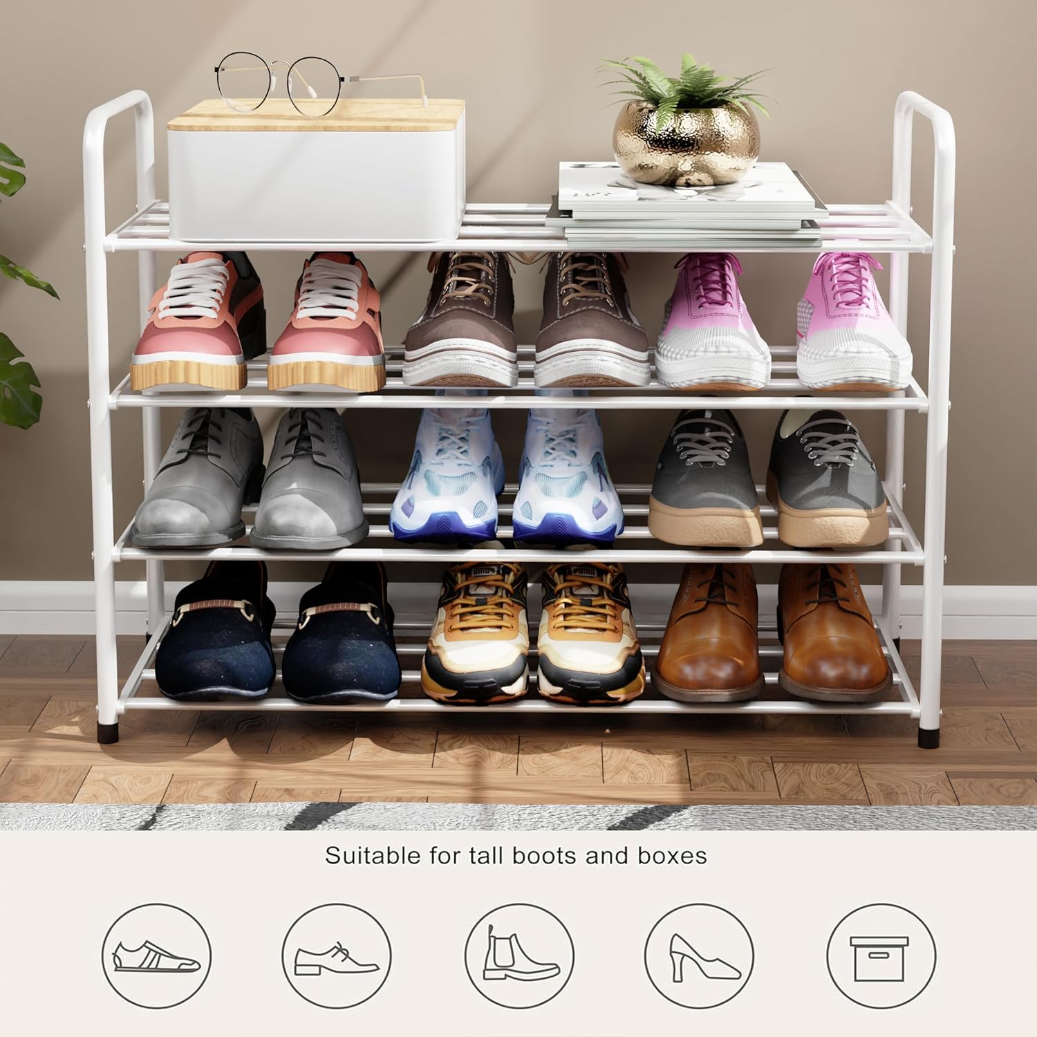 Shoe Rack/Open Display Rack | (White/Metal)