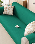 Lukzer Polyester Blend Quilted Sofa Cover Mat (350 GSM)| Full Coverage with Arms & Back Belt | Machine Washable Sofa Runner with Storage Side Pocket