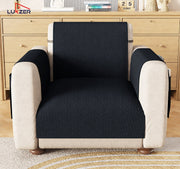 Lukzer Quilted Stipple Blue Sofa Cover Mat with Storage Side Pocket | 350 GSM Polyester Blend Full Coverage with Arms & Back Belt | Machine Washable Sofa Runner.