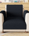 Lukzer Quilted Stipple Blue Sofa Cover Mat with Storage Side Pocket | 350 GSM Polyester Blend Full Coverage with Arms & Back Belt | Machine Washable Sofa Runner.