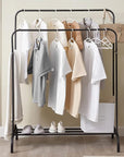 Lukzer Heavy-Duty Double Garment Rack with Bottom Storage – (MGS-002)(White, Gold, Black, Rose Gold, Silver)