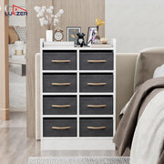 Lukzer 8 Drawer Engineered Wood Storage Organizer Cabinet with Fabric Bins (MR-028/White)