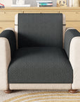 Lukzer Quilted Stipple Blue Sofa Cover Mat with Storage Side Pocket | 350 GSM Polyester Blend Full Coverage with Arms & Back Belt | Machine Washable Sofa Runner.