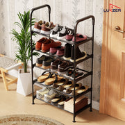 Lukzer 5-Tier Metal & Plastic Space-Saving Shoe Organizer Rack (MSR-005/Black)