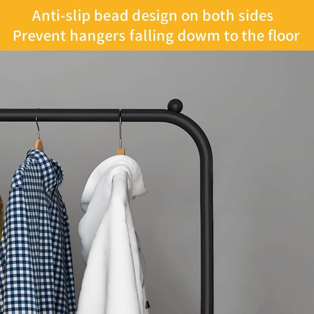 Lukzer Heavy-Duty Garment Rack – Double Rod, Bottom Shelf, Black Finish