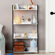 Lukzer MMR-001 Sturdy 4-Tier Storage Rack – Metal Frame, Engineered Wood (White/Oak Brown, Black/White)