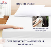 Lukzer Terry Cotton Waterproof Mattress Protector  White (MTP-WH-001)