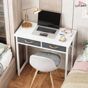 Lukzer Metal Frame & Engineered Wood Office & Study Computer Desk with Drawer (STM-006/White & White)