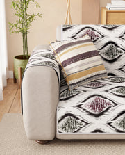 Lukzer Reversible Quilted Sofa Mat with Arms Ikat Rose (SC-203-01)