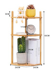 Lukzer Bamboo 3-Tier Corner Shelf Rack | Wooden Hexagon Side Table Stand for Kitchen, Bathroom, Living Room & Office | Multipurpose Storage Organizer for Plants, Books, Decor Items