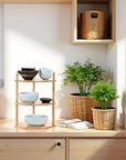 Lukzer Bamboo 3-Tier Corner Shelf Rack | Wooden Hexagon Side Table Stand for Kitchen, Bathroom, Living Room & Office | Multipurpose Storage Organizer for Plants, Books, Decor Items