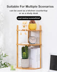 Lukzer Bamboo 3-Tier Corner Shelf Rack | Wooden Hexagon Side Table Stand for Kitchen, Bathroom, Living Room & Office | Multipurpose Storage Organizer for Plants, Books, Decor Items