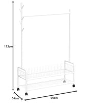 Lukzer Heavy-Duty Portable Metal Clothes Rack with Double Rod & Bottom Shelf (MGR-002/White)