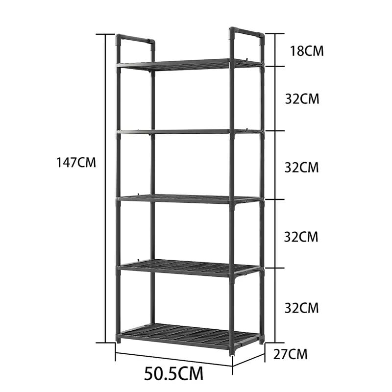 Lukzer Modular Kitchen Storage Rack Plastic & Metal Organizer (5-Tier/PMR-006/Black)