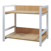 Lukzer 2-Tier Multipurpose Metal & Wood Kitchen Storage Rack (MKR-002/Oak Light with White)