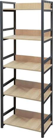 Lukzer 5-Tier Multipurpose Metal & Wood Kitchen Storage Rack (MKR-005/Oak Light with Black)
