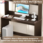 Lukzer Multi-Purpose Study & Computer Desk with Bookshelf Made with Engineered Wood (ST-008/Wenge)