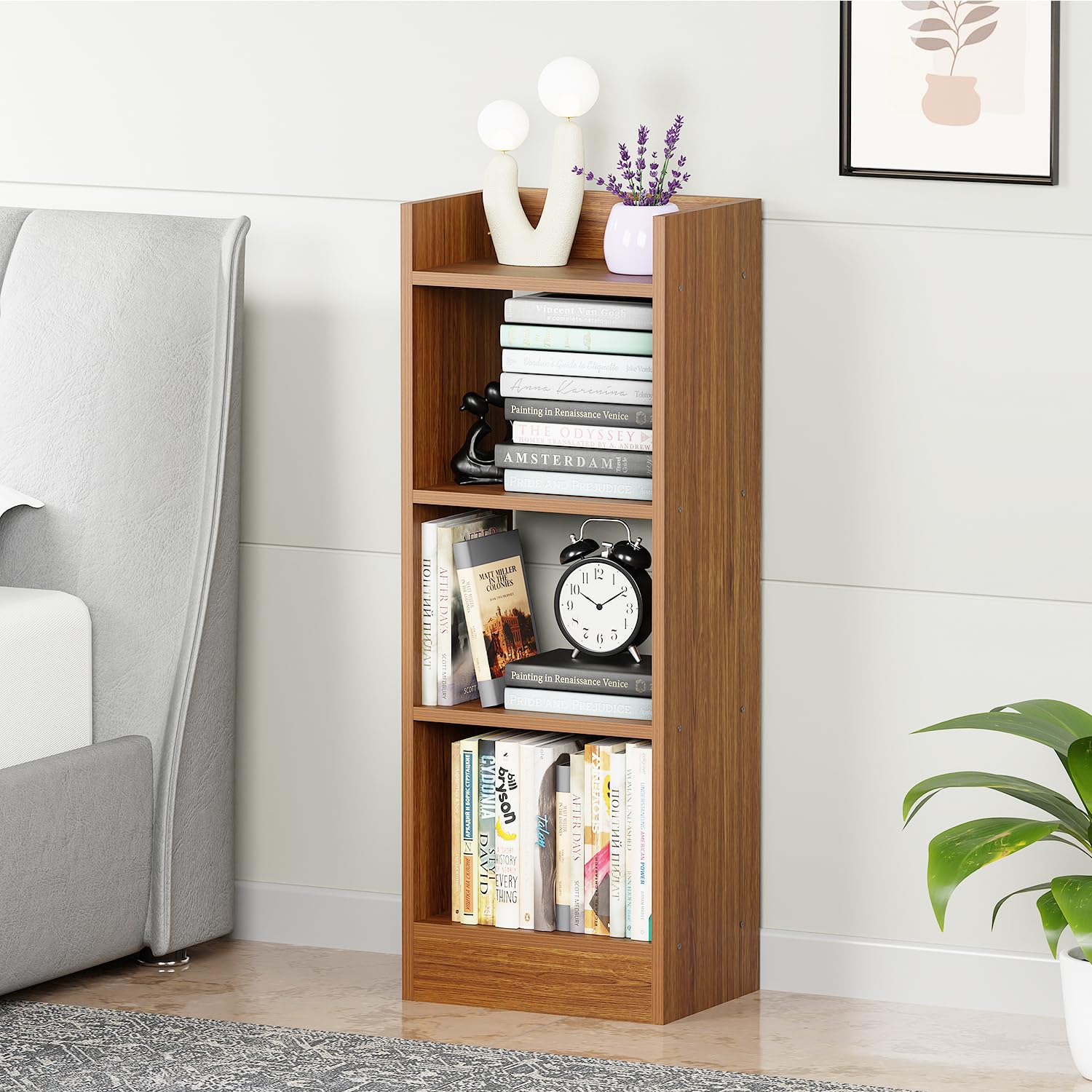 Lukzer 3 Layer Engineered Wood Multipurpose Rack Bookshelf Organizer Stand (MR-010/Oak Brown)