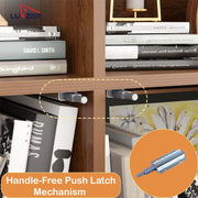 Lukzer 12 Open Cube Bookcase with Push Latch Doors & 2 Bottom Shelf (MR-033/Oak Brown)