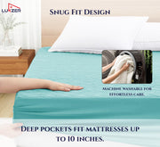 Lukzer Quilted Cotton Waterproof Mattress Protector   Sky Blue (MTP-QSB-001)