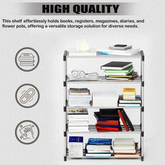 Lukzer Easy DIY Metal & Plastic Bookshelf/Storage Organizer – Black & Silver (3/4/5/6 Layers)