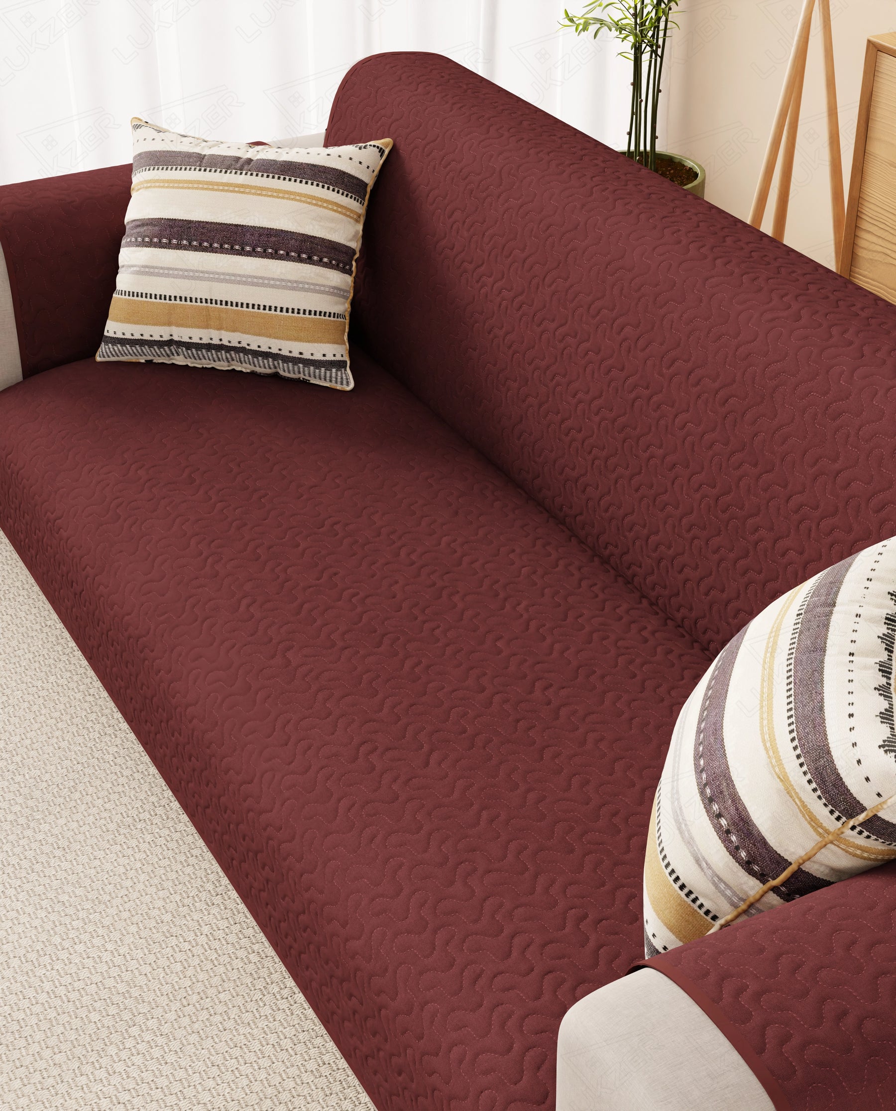 Lukzer Quilted Sofa Mat Stipple Maroon (SC-209-01)