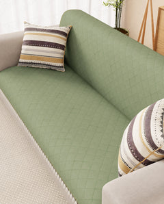 Lukzer 2 Seater Quilted Sofa Cover Mat with Tassels - Mint Green - SC-199-02T