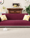 Lukzer Quilted Velvet Sofa Mat | 200 GSM Soft Washable & Removable Couch Protector | Anti-Slip Elastic Strap Cover for Living Room, Pet & Spill Protection