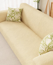 Lukzer Pastel Shades Textured Sofa Cover Yellow Grid Maze (SC-105-01)