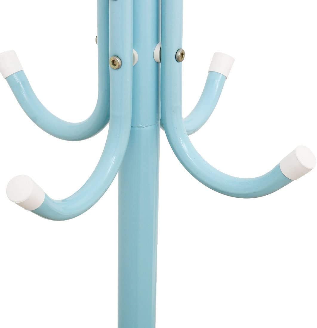 Lukzer 8-Hook Freestanding Metal Coat Stand – Stylish & Durable (Blue/White/Black, 170x42cm