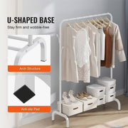 Lukzer Freestanding Metal Cloth Stand with Storage Shelf (MGS-001/White)