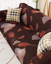 Lukzer Polyester Sofa Cover - Maroon Leaves (SC-010-01)