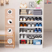 Lukzer Heavy-Duty 6 Layer Open Shoe Organizer Rack Stand (SR-005/White)