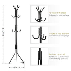 Lukzer 8-Hook Freestanding Metal Coat Stand – Stylish & Durable (Blue/White/Black, 170x42cm