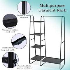 Lukzer Multi-Layer A-Frame Garment Rack – 5+1 Storage Shelves (Black, 150x100x39.5cm)