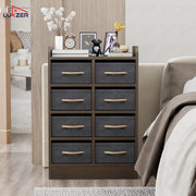 Lukzer 8 Drawer Engineered Wood Storage Organizer Cabinet with Fabric Bins (MR-028/Wenge)