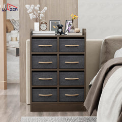 Lukzer 8 Drawer Engineered Wood Storage Organizer Cabinet with Fabric Bins (MR-028/Wenge)