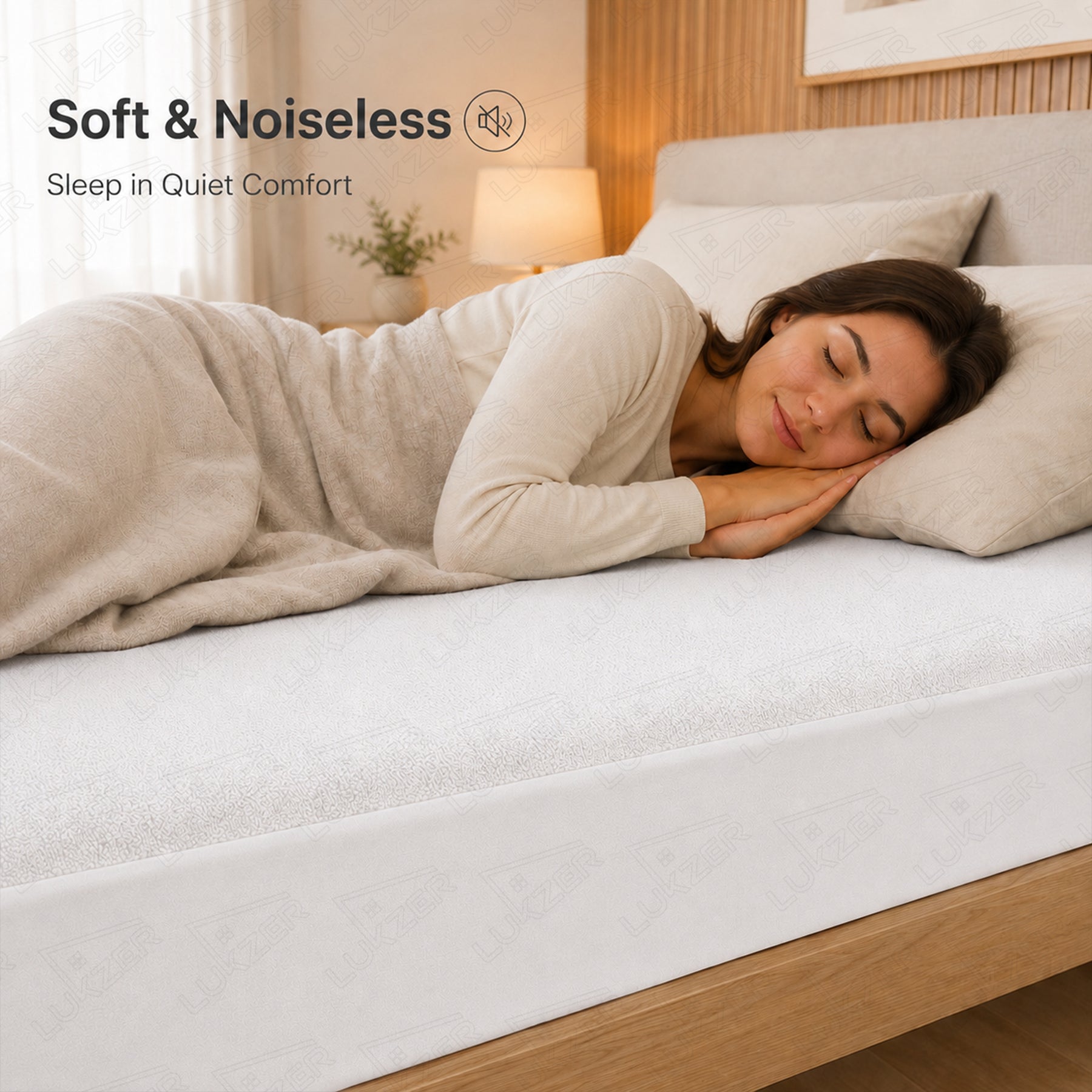 Lukzer Terry Cotton Waterproof Mattress Protector  White (MTP-WH-001)