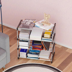 Lukzer Easy DIY Metal & Plastic Bookshelf/Storage Organizer – Black & Silver (3/4/5/6 Layers)