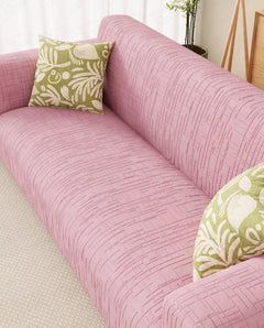 Lukzer Pastel Shades Textured Sofa Cover - Pink Tangled Lines (SC-122-01)