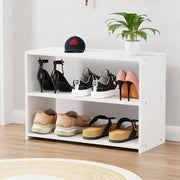 Lukzer 3-Tier Engineered Wood Shoe Storage Shelf (SR-004/White)
