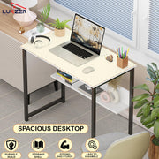 Lukzer Engineered Wood Office & Study Table with Open Bookshelf & Storage Organiser (MST-005/White)
