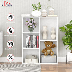 Lukzer Engineered Wood 5 Shelves Open Cabinet Bookshelf & Storage Organiser (MR-026/White)