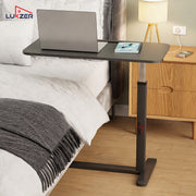Lukzer Modern Adjustable Overbed Study Table with Wheels (MST-002/Black & Black)